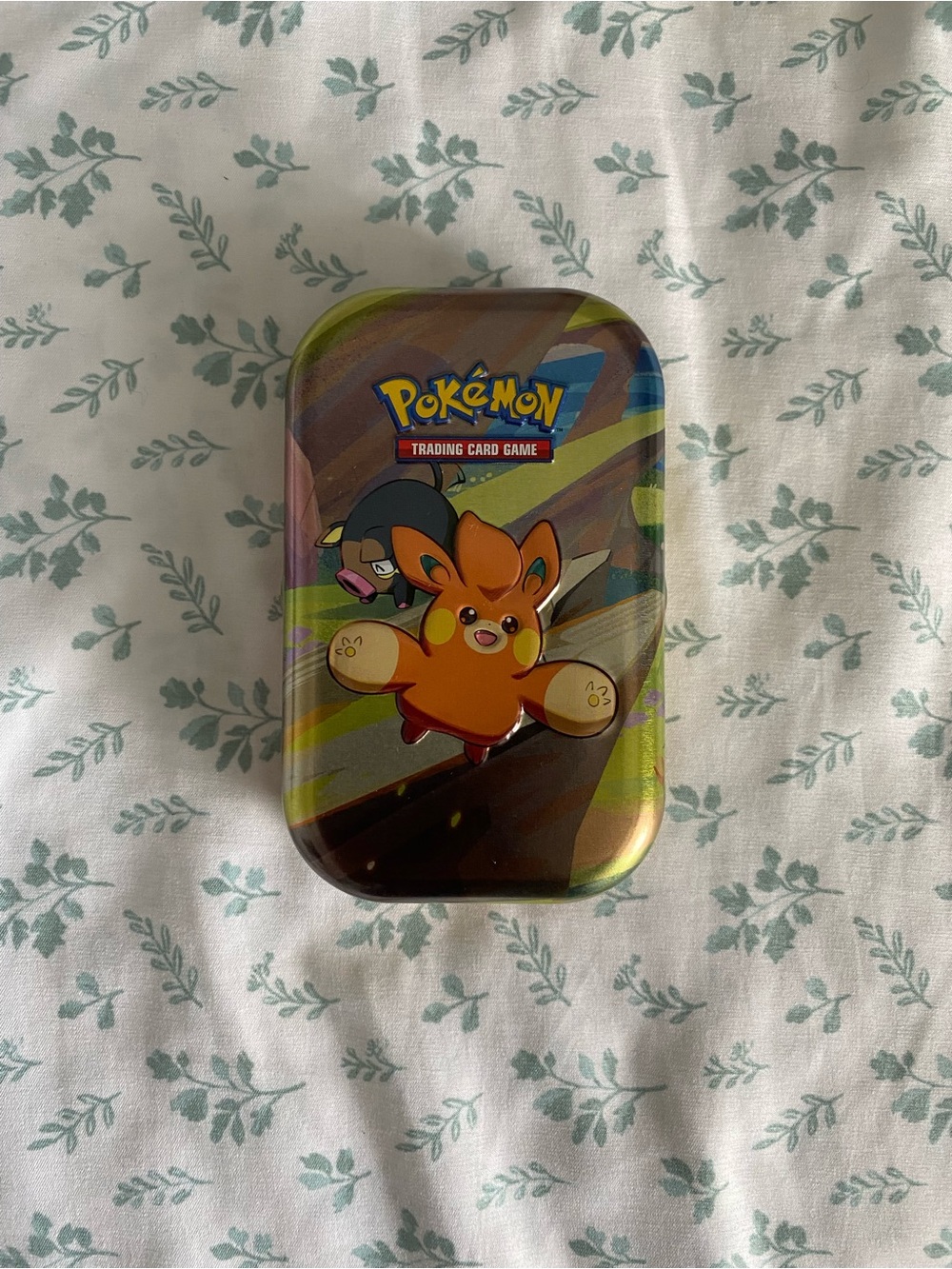 Pokemon Tin with Orange and Green Accents